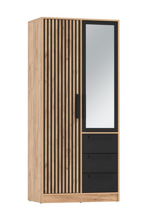 Шкаф 2-х дверный 83.09 Вегас, Дуб золотой/Черный​ 