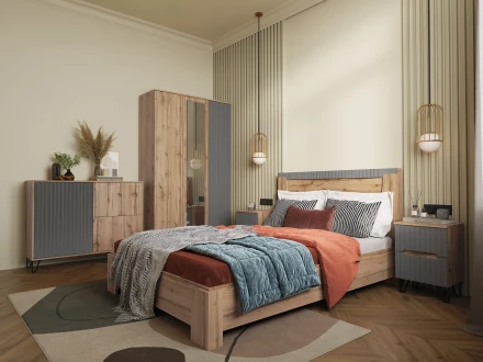 Тумба прикроватная Ливерпуль, вотан, графит софт 