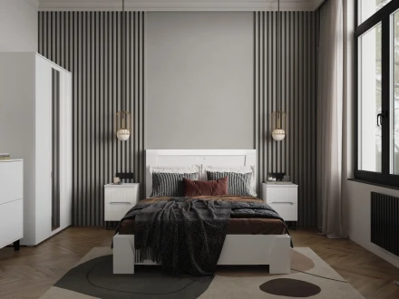 Кровать Ливерпуль, белый/белый глянец 